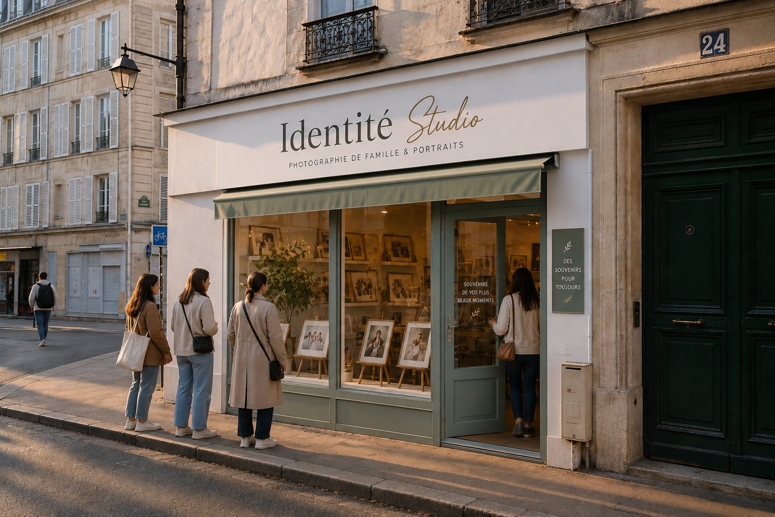 Devanture de la boutique Identité Studio avec identité visuelle travaillée